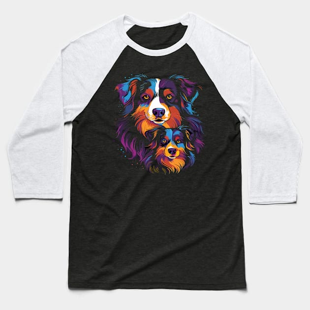 Australian Shepherd Fathers Day Baseball T-Shirt by JH Mart